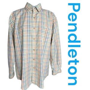 Pendleton Men's Wool Striped Long Sleeve Button-Down Shirt Multi-Color Medium
